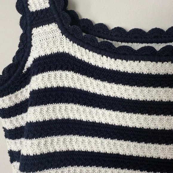 NWT Rails Lily Navy & White 100% Cotton Crochet Knit Stripe Euro-Summer Dress - Picture 12 of 12